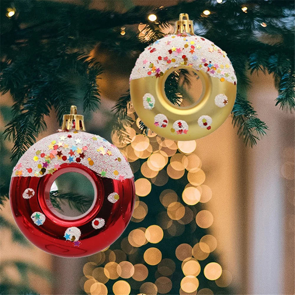 4Pcs Lovely Donut Christmas Tree Decoration Christmas House Hanging Ornament - Red - 3
