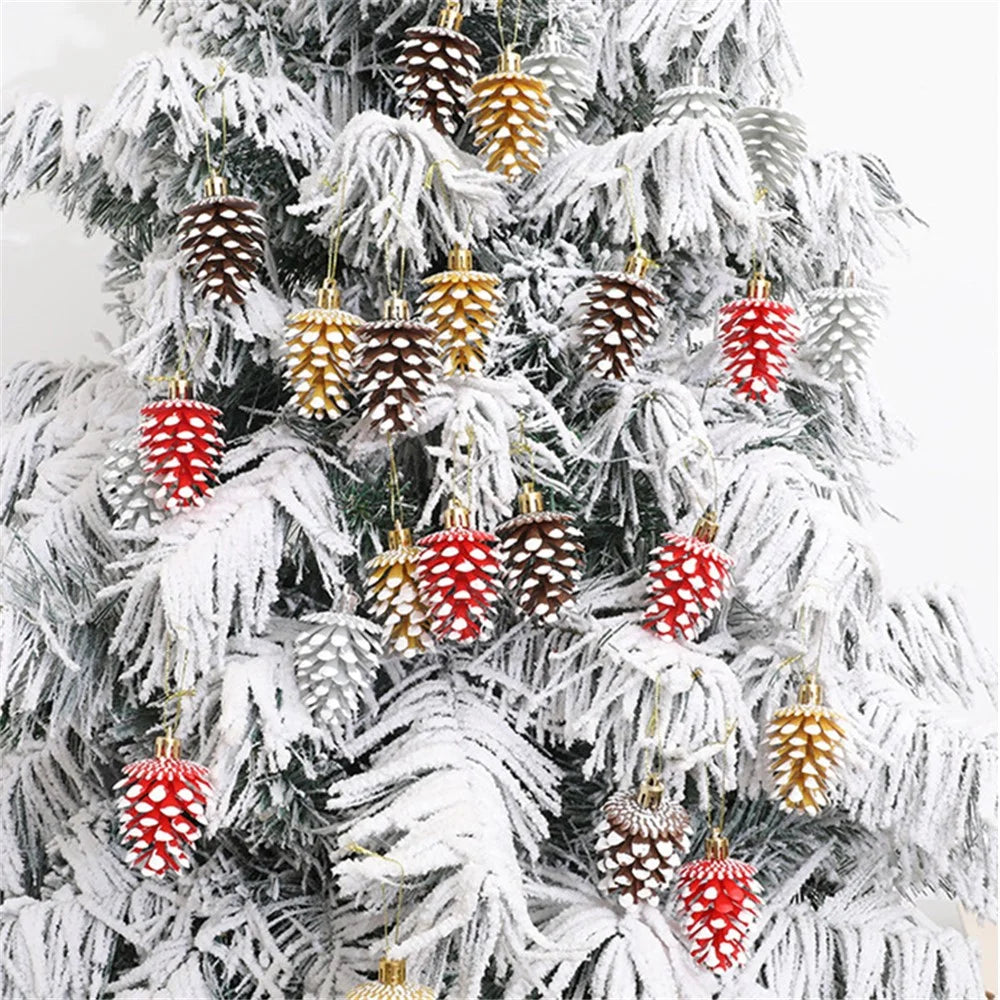 6Pcs Lovely Pine Cone Festival Xmas Decoration Christmas Tree Hanging Ornament - Red - 2