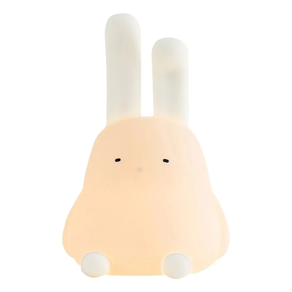 Cartoon Folded Ear Rabbit ABS+Silicone LED Night Lamp Rechargeable Bedside Tap Light Home Decor - 2