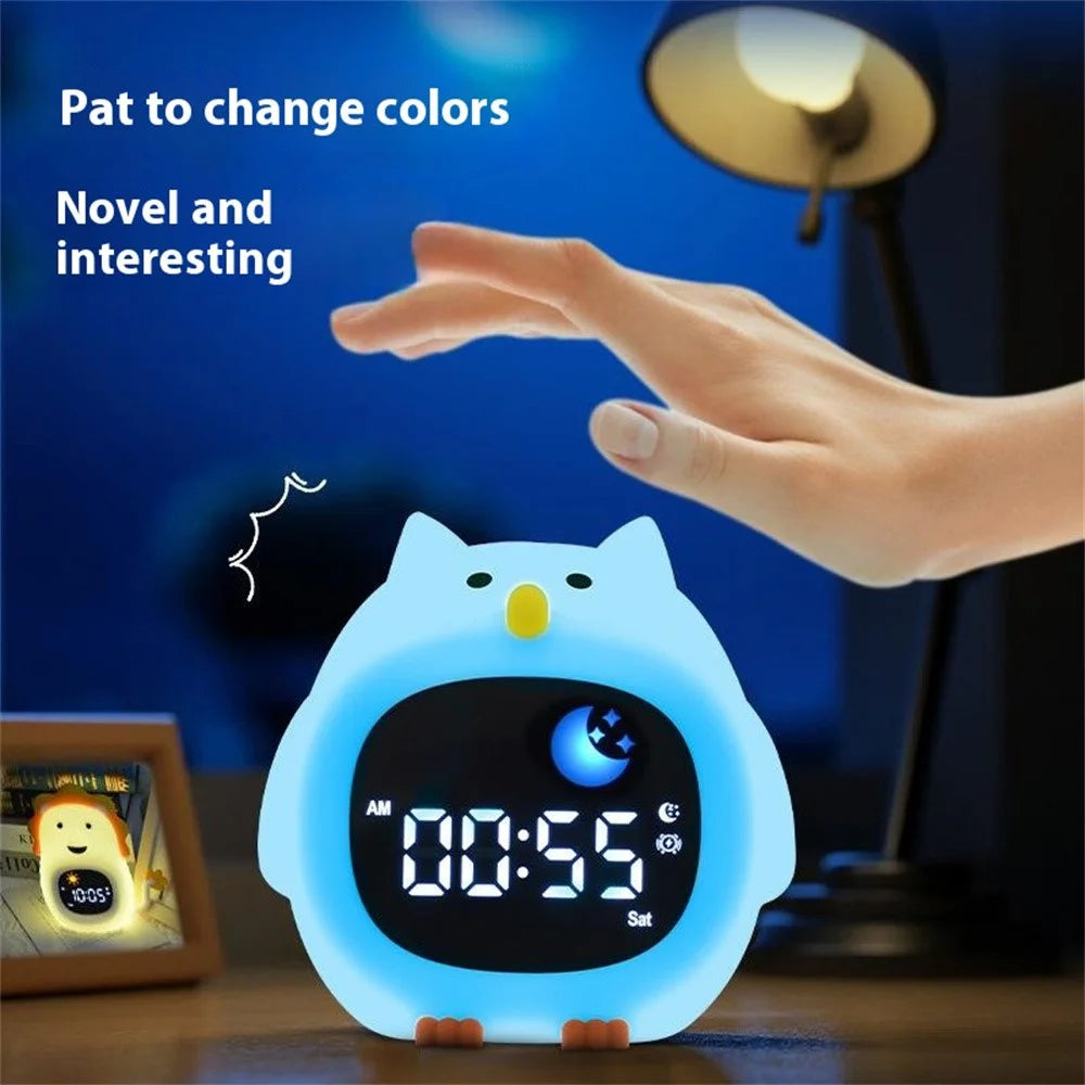 JL-825 Cartoon Owl Shape White Noise Alarm Clock Sleep Bedside Lamp Tap Control Night Light - 3