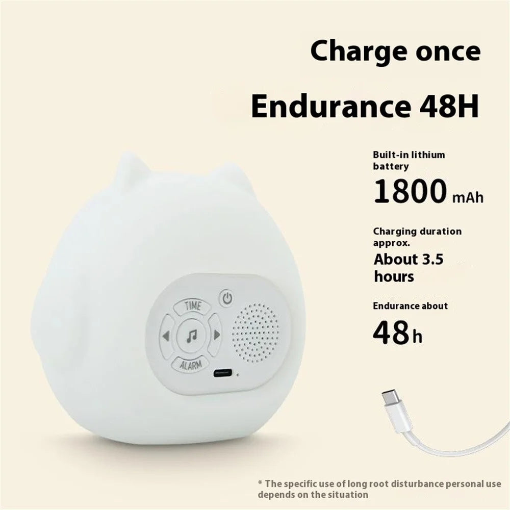 JL-825 Cartoon Owl Shape White Noise Alarm Clock Sleep Bedside Lamp Tap Control Night Light - 4