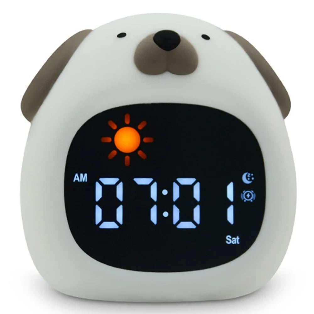 JL-824 Cartoon Dog Shape White Noise Alarm Clock Sleep Bedside Lamp Tap Control Night Light - 1