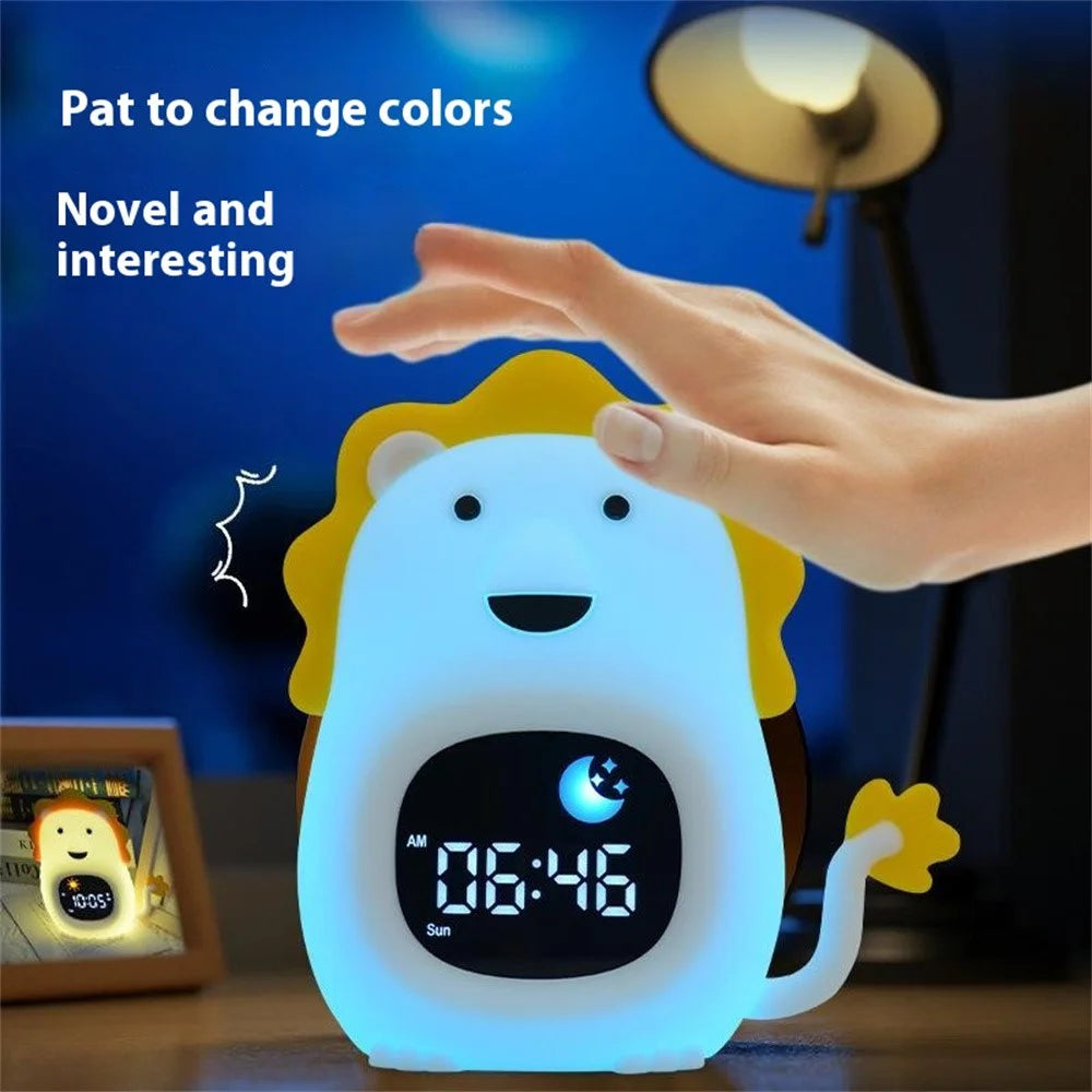 JL-822 Cartoon Lion Shape White Noise Alarm Clock Sleep Bedside Lamp Tap Control Night Light - 4