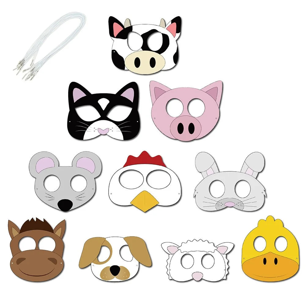 10Pcs / Set Farm Animal Masks Baby Children Birthday Theme Party Decor Gift Role Playing Game Props - 1