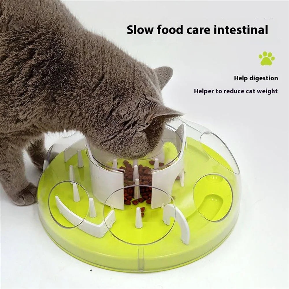 ABS Interactive Cat Feeding Maze Toy Slow Feeder Bowl Pet Gift Anti-Choking Digestion Aid Feeding Bowl - Green - 4