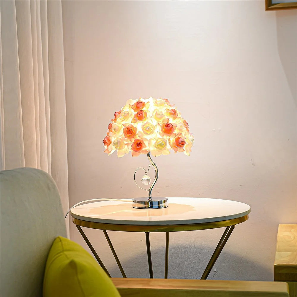 Rose Shaped Table Lamp Bedside Mood Light 3 Color Modes For Bedroom Decorative Ambient Lighting - EU Plug - 2