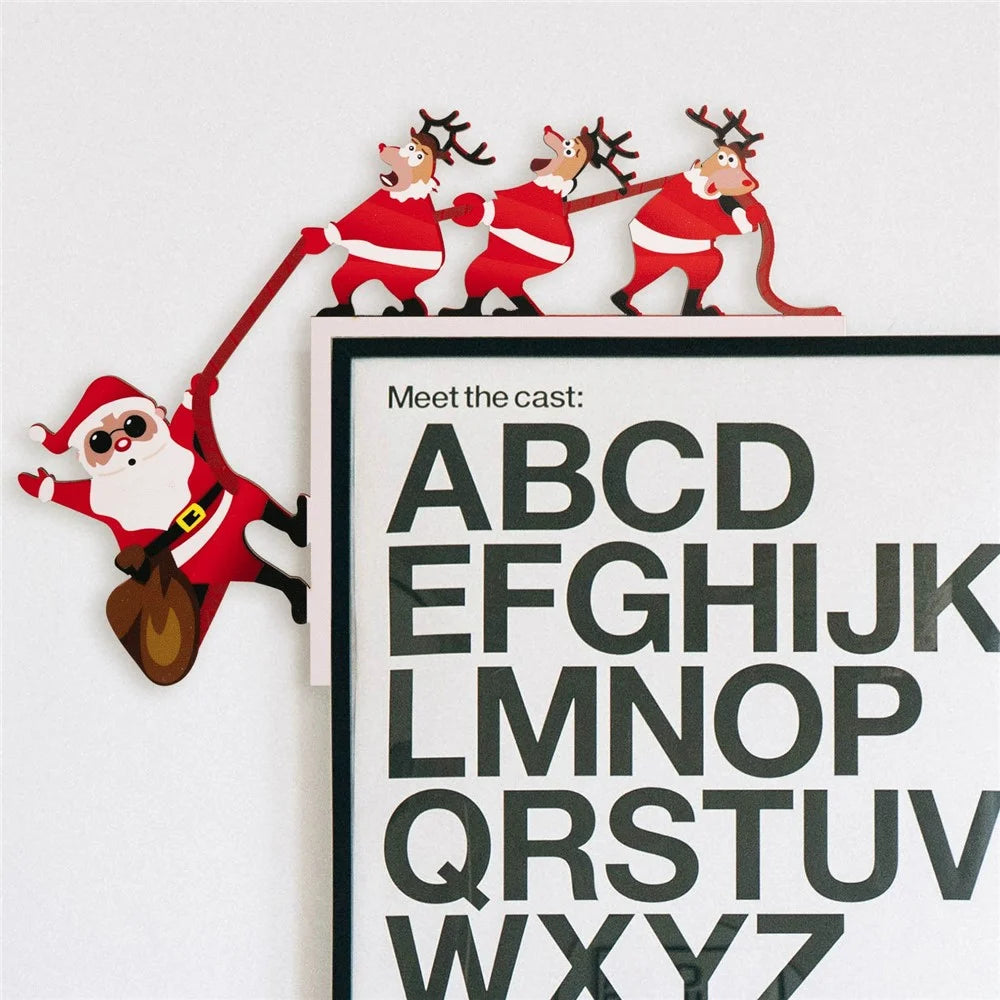 Christmas Door Frame Hanging Ornament Gift Santa Claus Reindeer Table Corner Decoration Festive Home Decor - Left - 4