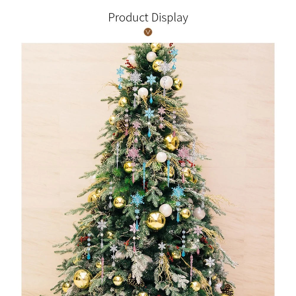 18Pcs Christmas Decorations Set Clear Snowflakes Bayberry Balls Acrylic Icicles Ornaments for Holiday Gift Decor - Transparent - 5