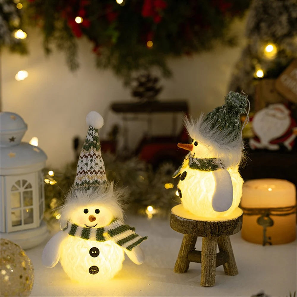Christmas Snowman Decoration with Knitted Hat LED Light Doll Winter Holiday Gift Home Decor Festive Atmosphere Ornament - Pointed Hat - 6