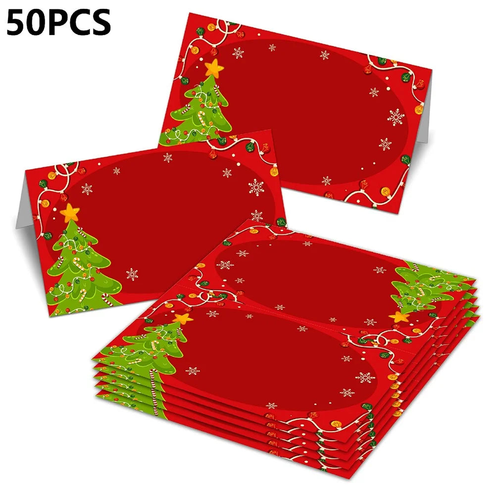 50Pcs Holiday Table Place Cards Gift Christmas Tent Cards Blank Fillable Pearlescent Cardstock for Christmas Dinner - 1