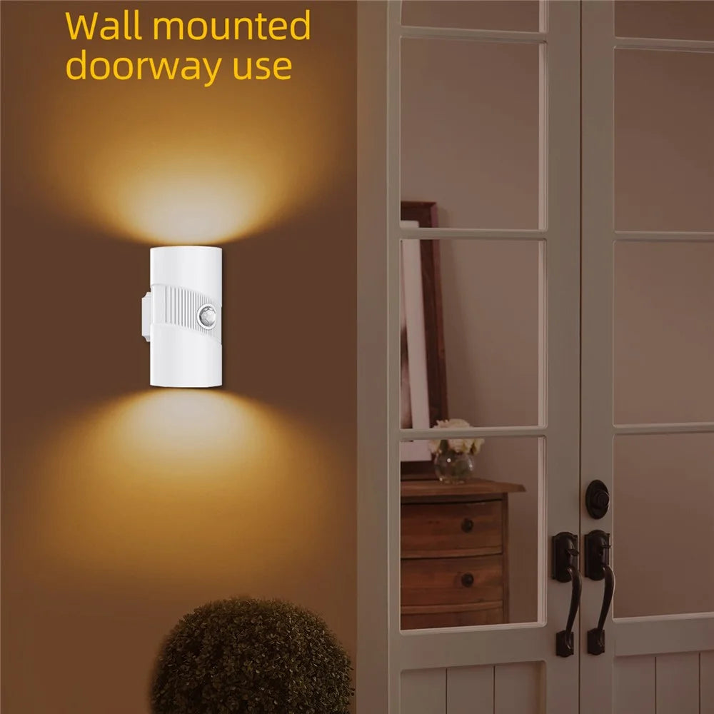 YSJ-008 1Pc Motion Sensor LED Night Light Magnetic Wall Lamp Dimmable 3 Color Temperature Dual Direction Light - White - 5