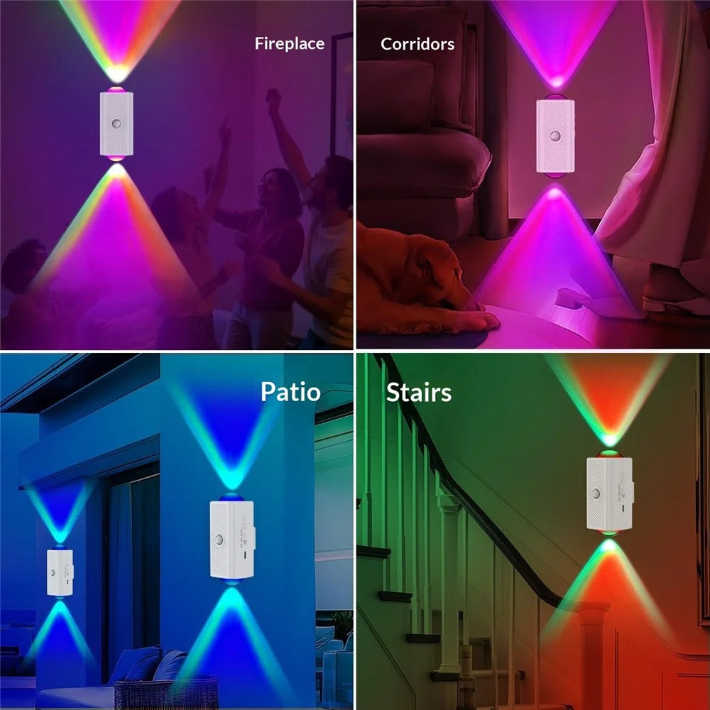 YSJ-010A 2Pcs Smart Motion Sensor Night Light RGB Gradient Ambient Lighting Magnetic Wall Light for Corridor Stairs - 7