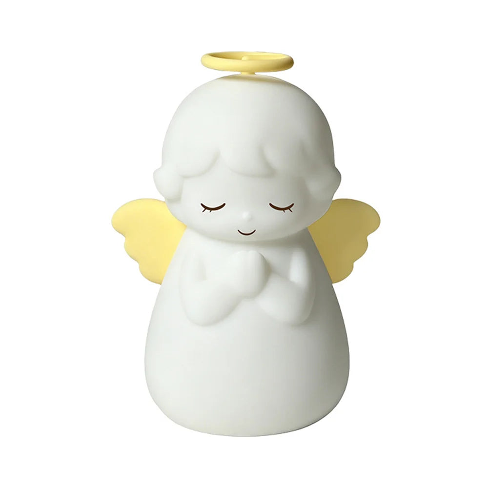 Angel Night Light for Kids Girls RGB Color Changing Touch Lamp USB Rechargeable for Bedroom - White - 1