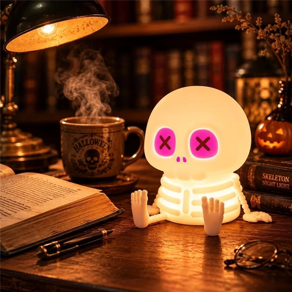 Halloween Skeleton Tap Light Silicone LED Night Light 1200mAh USB Rechargeable for Bedroom - 5