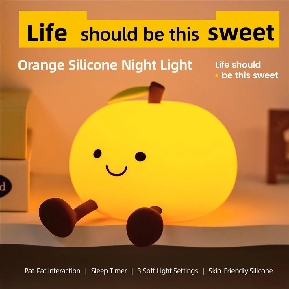 EGOGO A085 Orange Silicone Night Light Touch Control 3-Level Dimming 30min Timer Phone Stand - Orange - 2