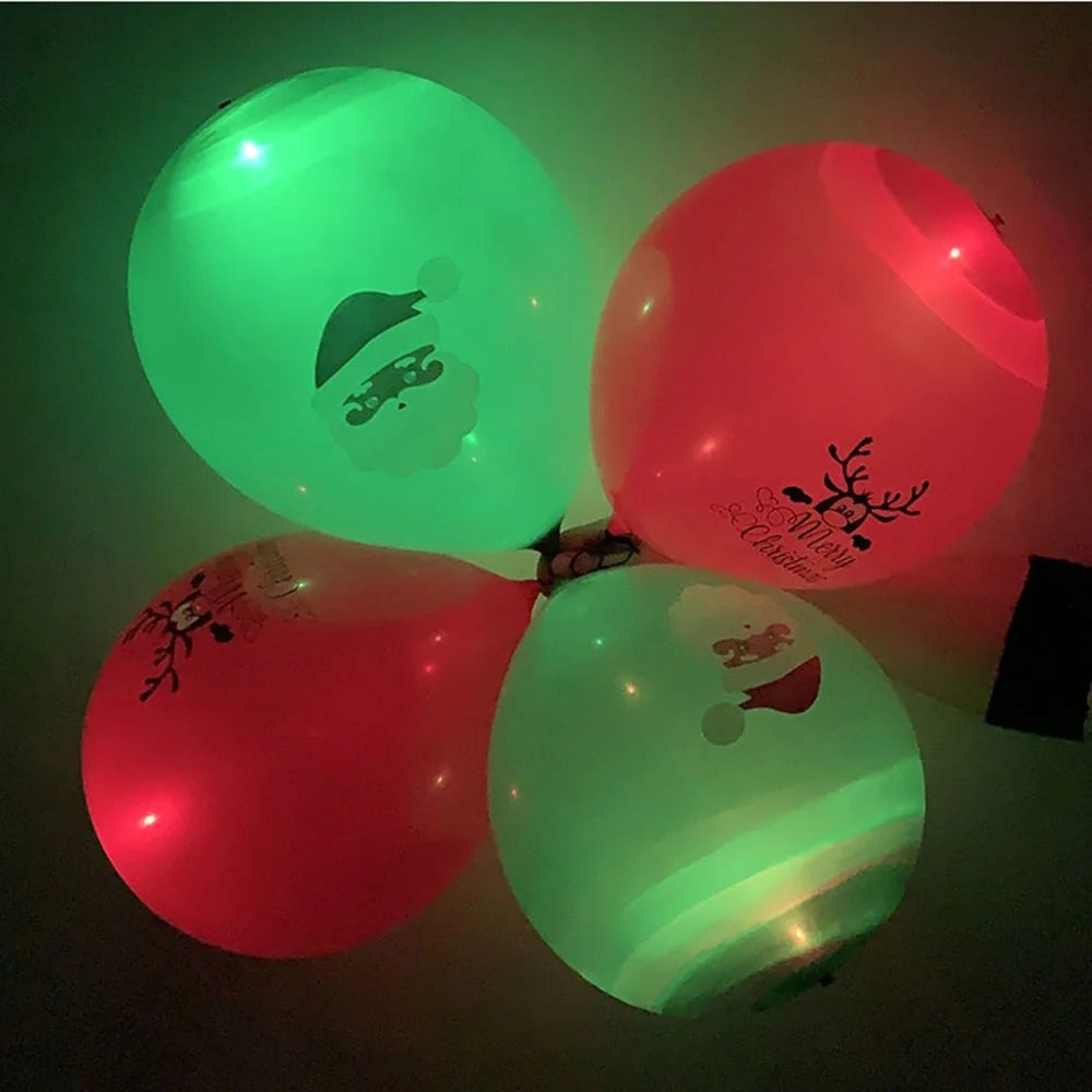 5PCS Christmas 12-Inch LED Light Up Latex Balloons Flashing Party Lights Xmas Decorations - Green - 4