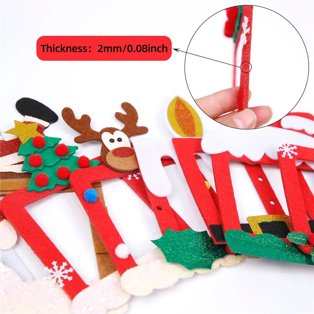 8PCS Christmas Felt Cloth Wall Switch Stickers Decorations Xmas Santa Claus Elk Snowman Ornaments - 5
