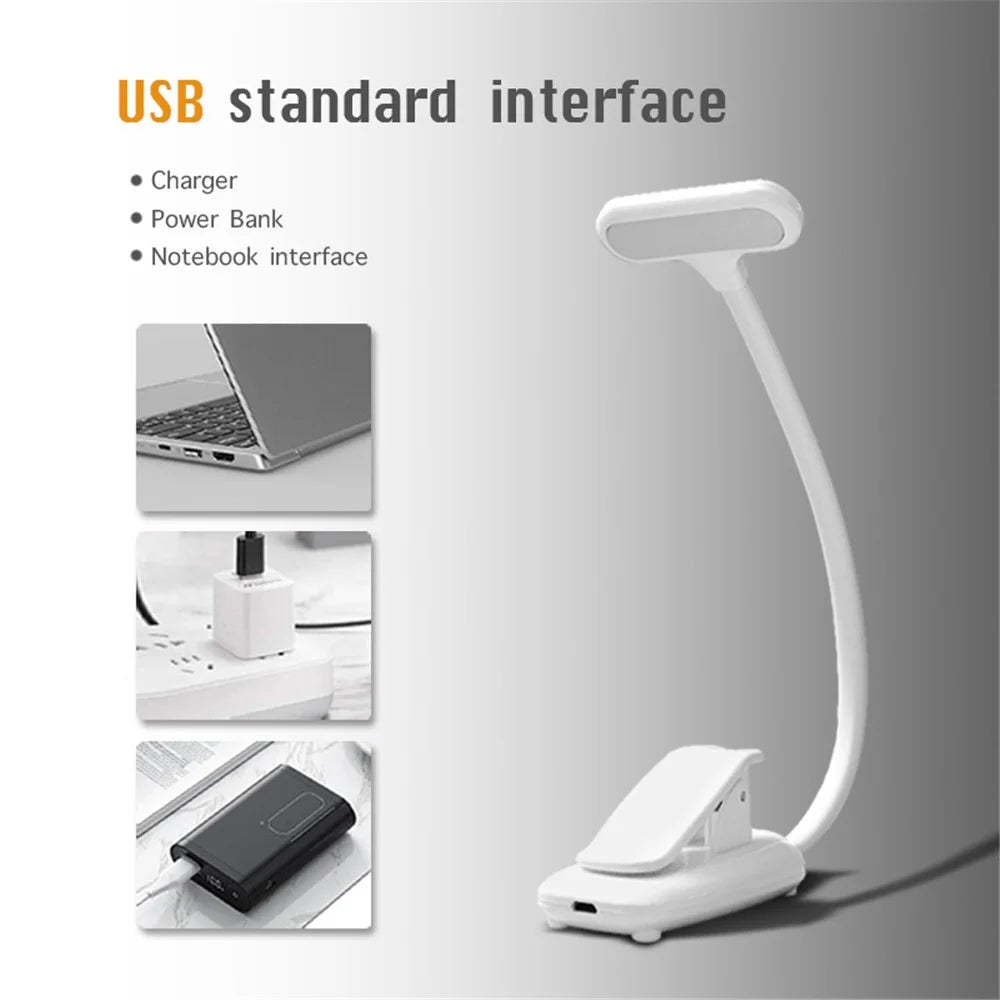 ST-8021 3 Color Temperature Clip-on LED Light Home Dormitory USB Charging Reading Lamp - Black - 2