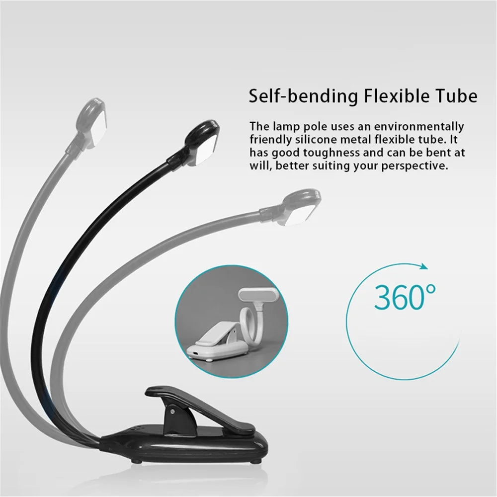 ST-8021 3 Color Temperature Clip-on LED Light Home Dormitory USB Charging Reading Lamp - Black - 6
