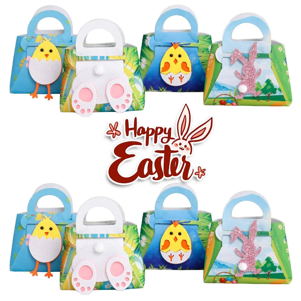 2Pcs Kids Easter Candy Bag Felt Cloth Party Decor Candy Chocolate Storage Tote Bag - Chicken Style B - 2