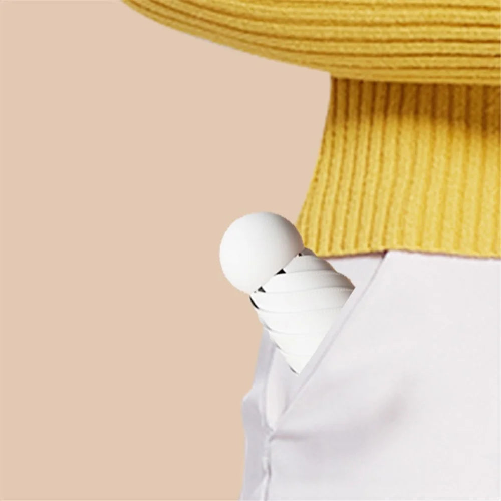 Travel Anti-UV Folding Umbrella 5-fold 6 Ribs Mini Umbrella, with Cloth Sleeve - White - 2