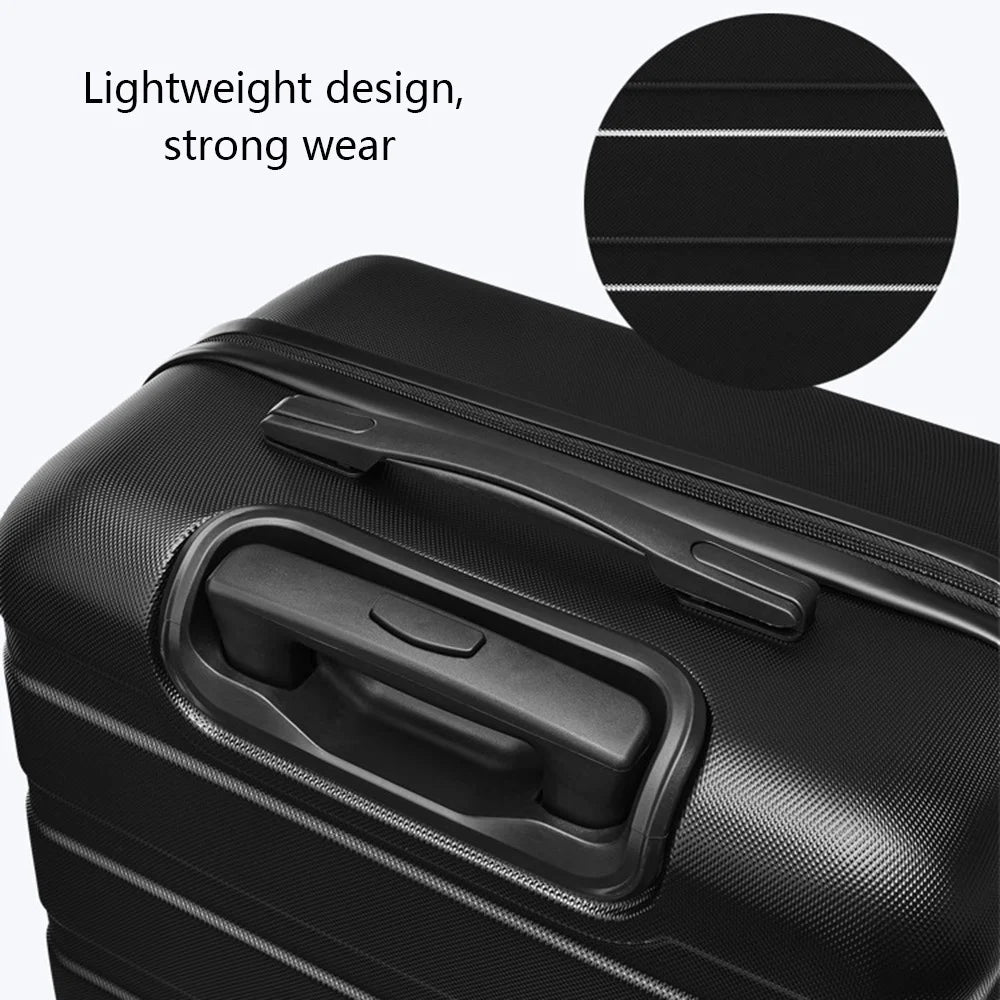 24-Inch Checked Luggage Case Pull Trolley Bag Suitcase Baggage, 39x26x64cm - Black - 3