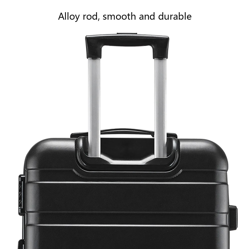24-Inch Checked Luggage Case Pull Trolley Bag Suitcase Baggage, 39x26x64cm - Black - 4