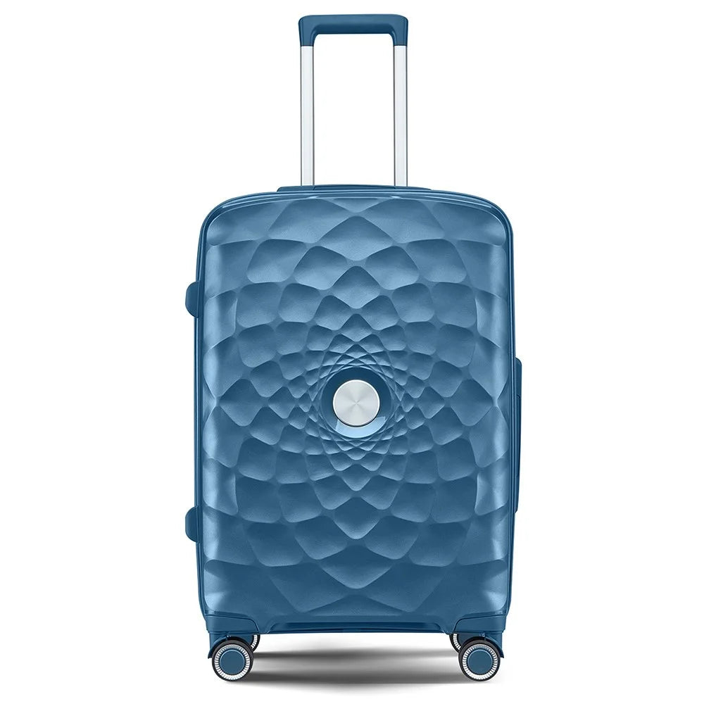 24-inch Anti-Fall PP Suitcase Universal Wheels Password Lock Design Travel Trolley Case, 66x43x26cm - Ice Blue - 1