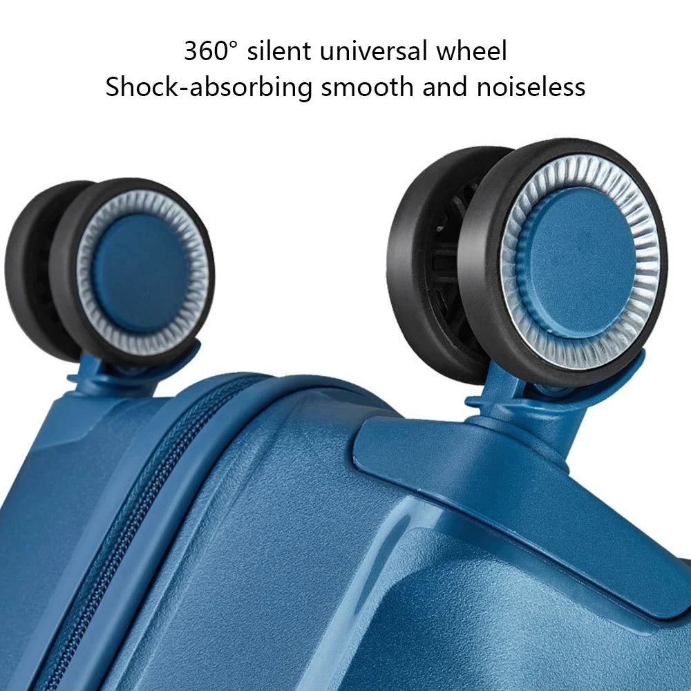 24-inch Anti-Fall PP Suitcase Universal Wheels Password Lock Design Travel Trolley Case, 66x43x26cm - Ice Blue - 5