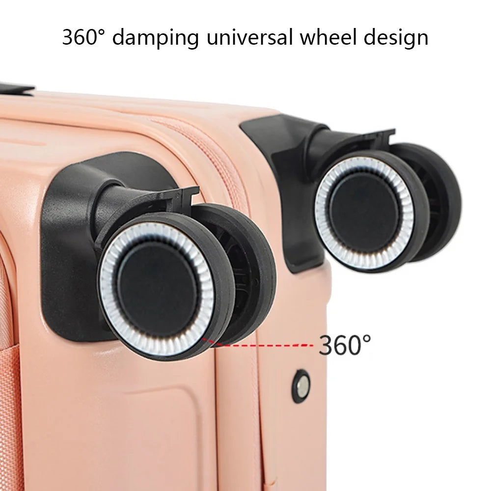 28 Inch Suitcase with TSA Lock Front Opening ABS+PC Shell Business Luggage, 30x49x77cm - Pink - 5