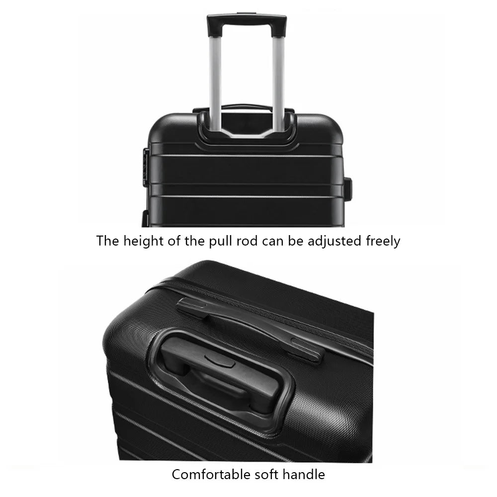 20 Inch Suitcase ABS Shell Carry On Luggage 4 Spinner Wheels Trolley Case, 33x23x55cm - Black - 5
