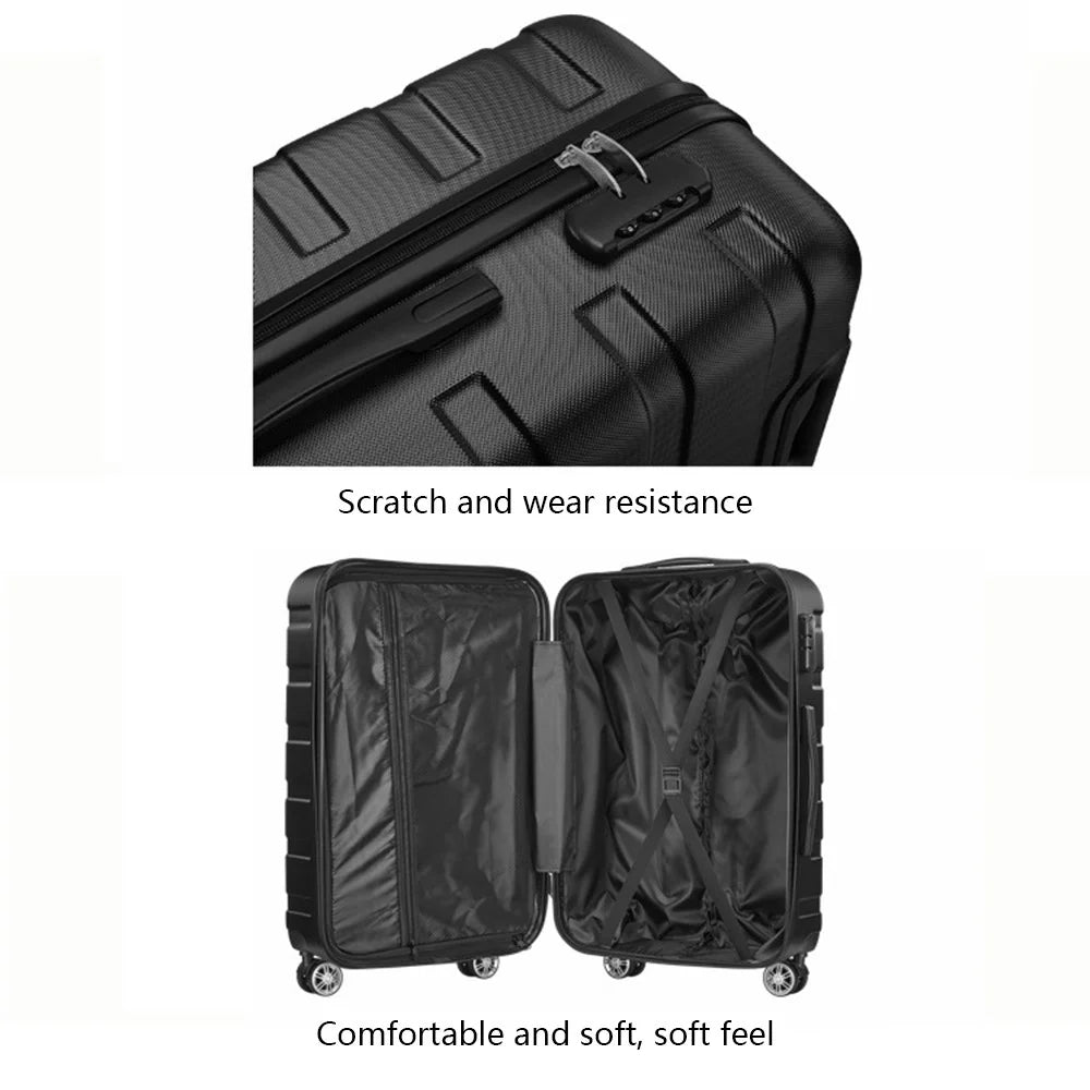 20 Inch Suitcase ABS Shell Carry On Luggage 4 Spinner Wheels Trolley Case, 33x23x55cm - Black - 6