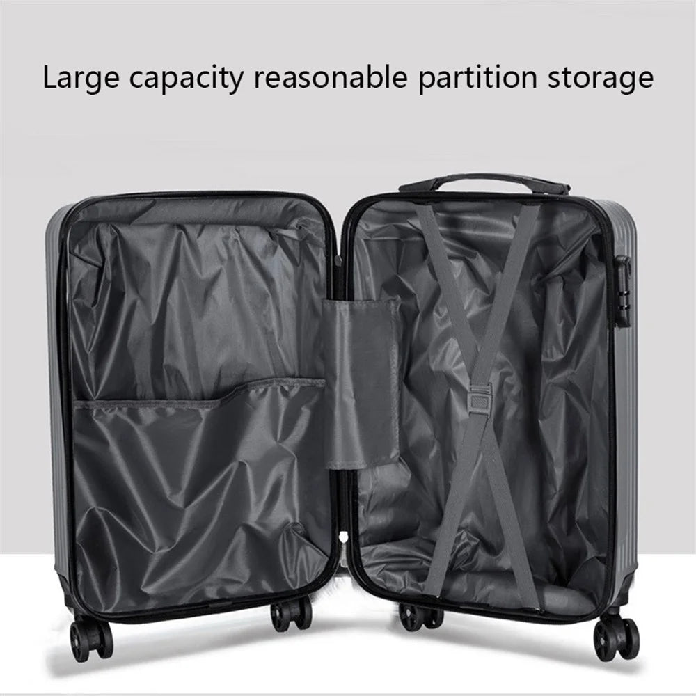 Stripe Design 20-inch ABS+PP Suitcase Silent Universal Wheels Travel Trolley Case, 36x23x50cm - Black - 2