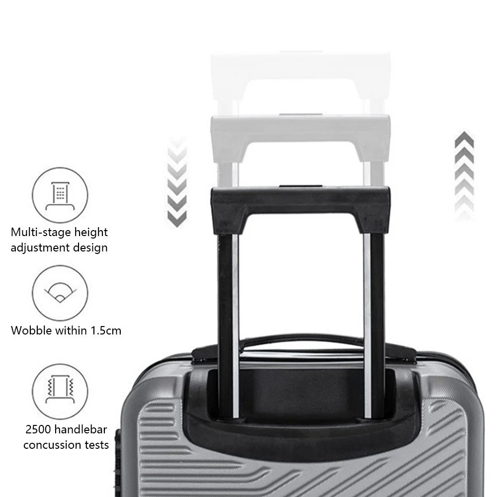 Stripe Design 20-inch ABS+PP Suitcase Silent Universal Wheels Travel Trolley Case, 36x23x50cm - Black - 3