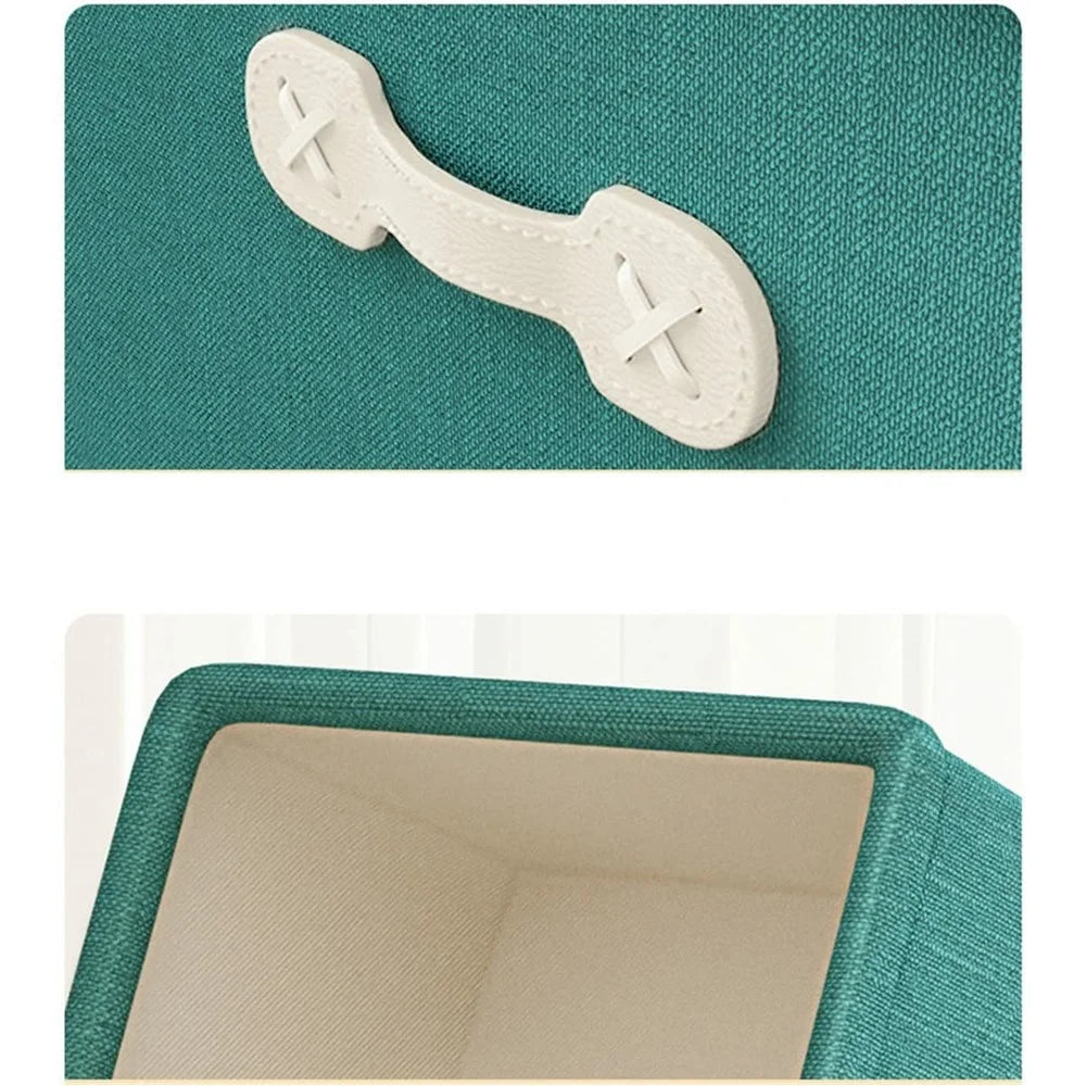 50x40x30cm Large Capacity Cotton Linen Storage Box Drawer Style Clothes Organizer - Green - 6