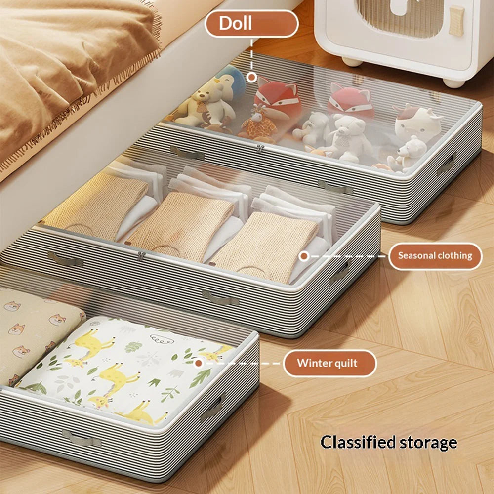 30L Under Bed Storage Box with Transparent Lid Large Capacity Organizer Container for Clothes Books Bedding - 30L - 4