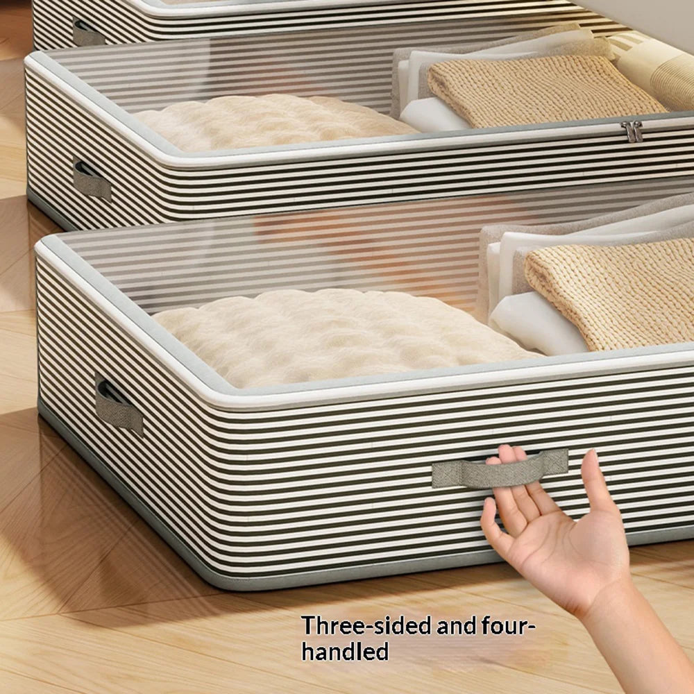 30L Under Bed Storage Box with Transparent Lid Large Capacity Organizer Container for Clothes Books Bedding - 30L - 6