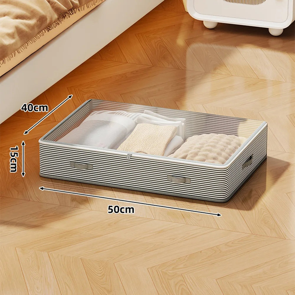 30L Under Bed Storage Box with Transparent Lid Large Capacity Organizer Container for Clothes Books Bedding - 30L - 7