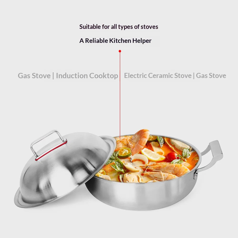 C&E 30cm 3-Tier Steamer Pot 304 Stainless Steel Multi-Functional Soup Stockpot for Home Cooking (BPA Free, No FDA) - Silver - 5