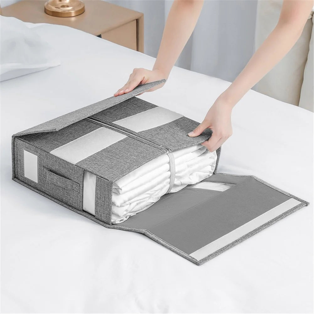 MOHO&HOME MDJ6143 Visual Windows Quilt Storage Bag Bedspread Pillowcase Wardrobe Bed Sheet Organizer - Beige - 6