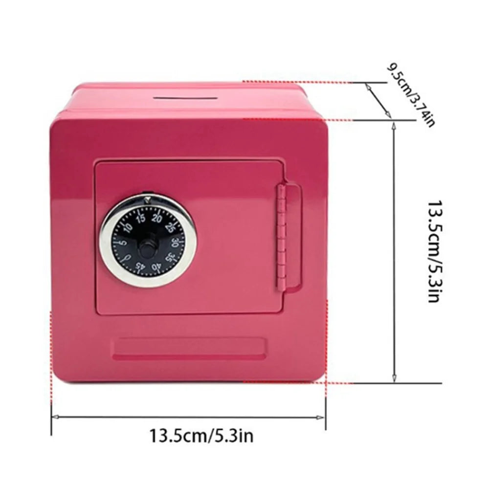 Password Lock Money Box Coin Saving Banknote Cash Piggy Bank Metal Safe Box - Pink - 4