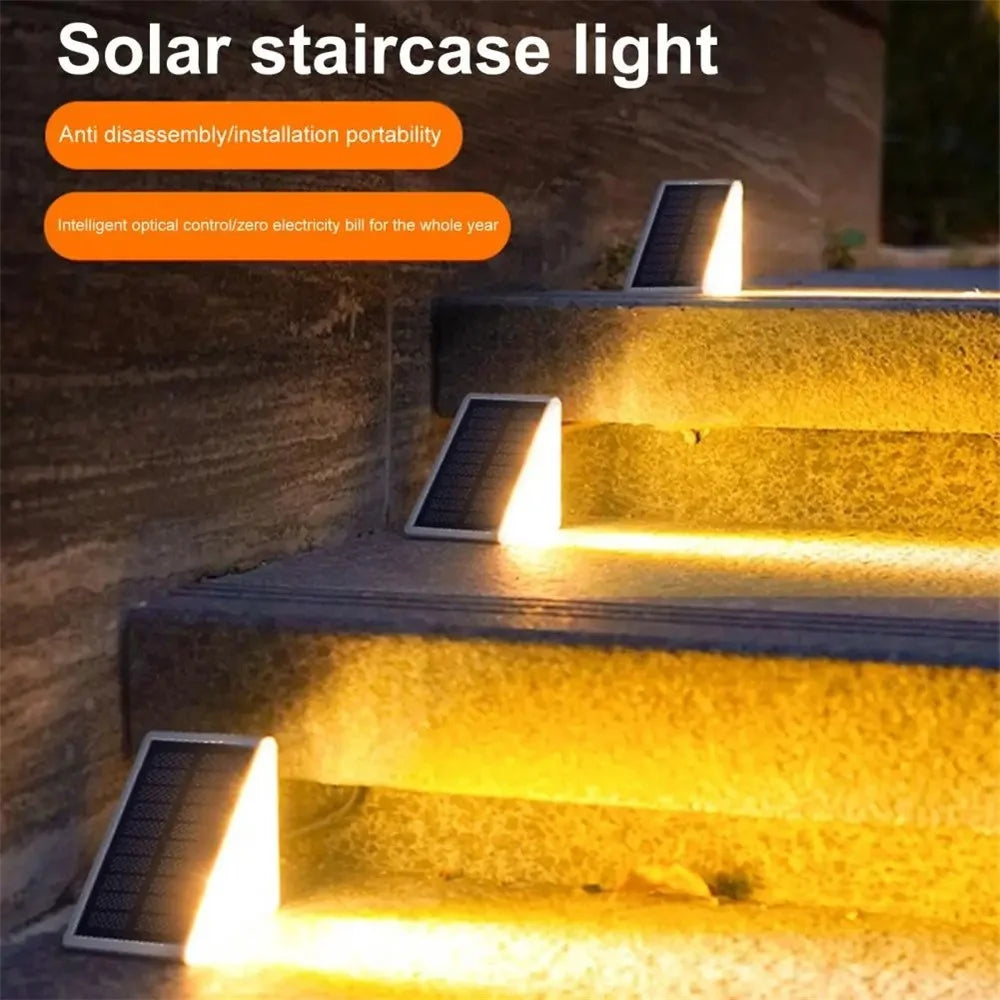 2Pcs 13-LED Solar Step Lights Outdoor Waterproof LED Stair Front Porch Patio Lights - White Light - 2