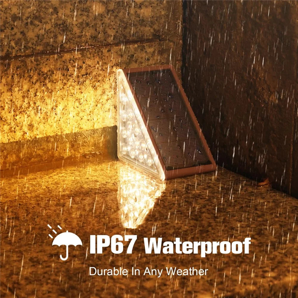 2Pcs 13-LED Solar Step Lights Outdoor Waterproof LED Stair Front Porch Patio Lights - White Light - 3