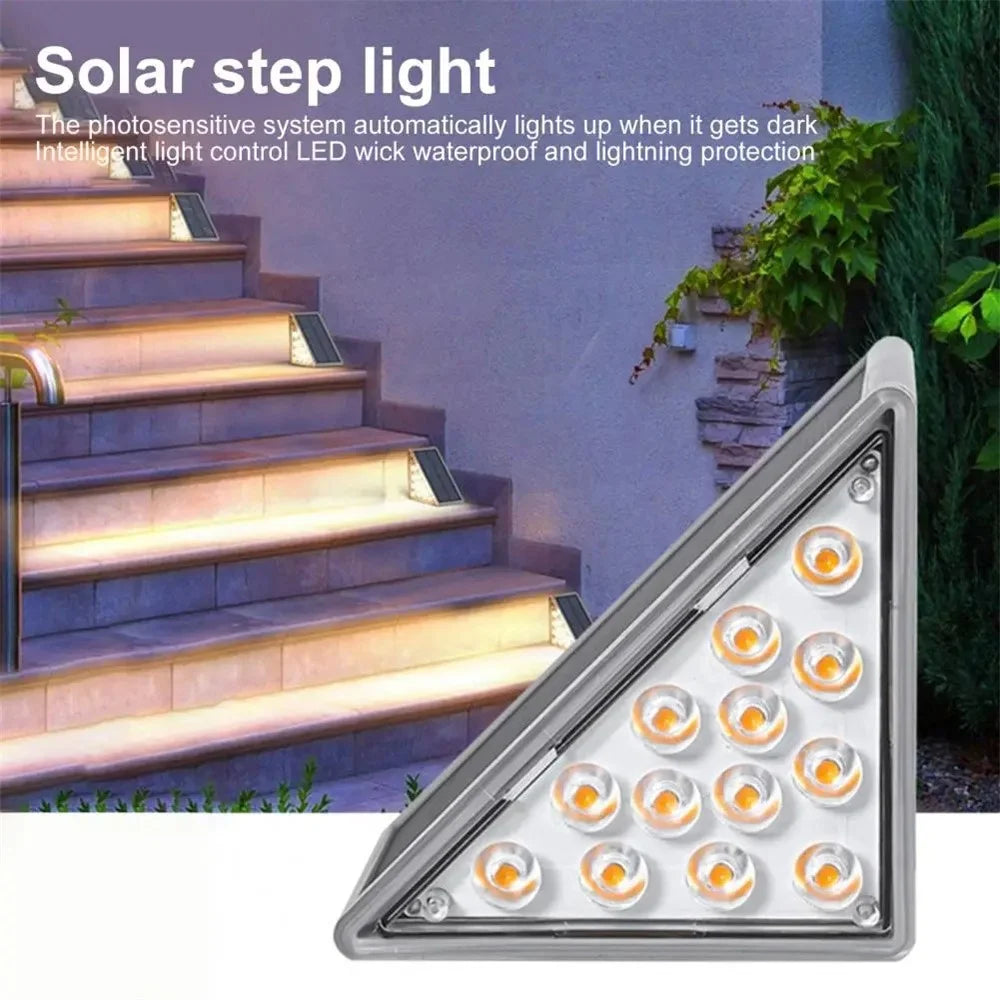 2Pcs 13-LED Solar Step Lights Outdoor Waterproof LED Stair Front Porch Patio Lights - White Light - 5