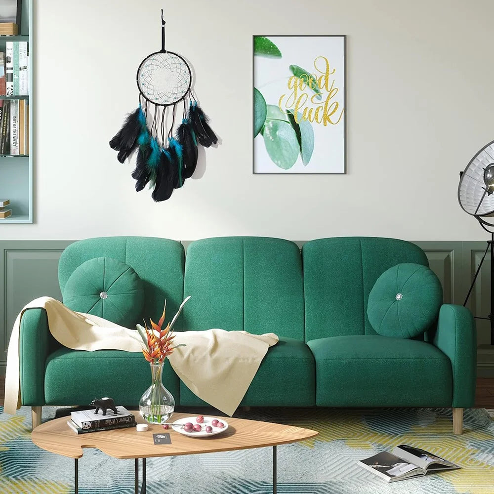 Blue Feather Dream Catcher Hanging Decor Wind Chime Home Wall Ornament with LED Light Strip - 6
