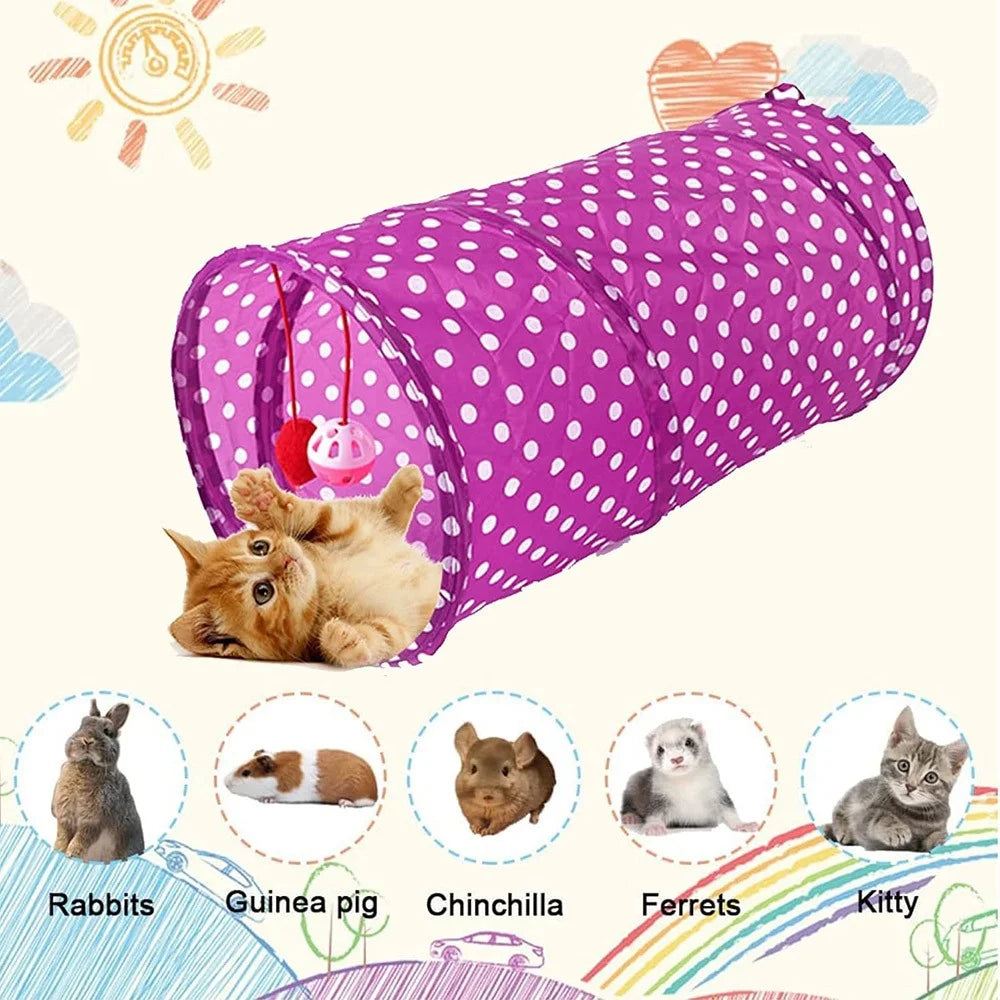 30Pcs / Set Cat Toys Set with Purple Tunnel Interactive Cat Toy Feather Fish Mouse Crinkle Balls - 2