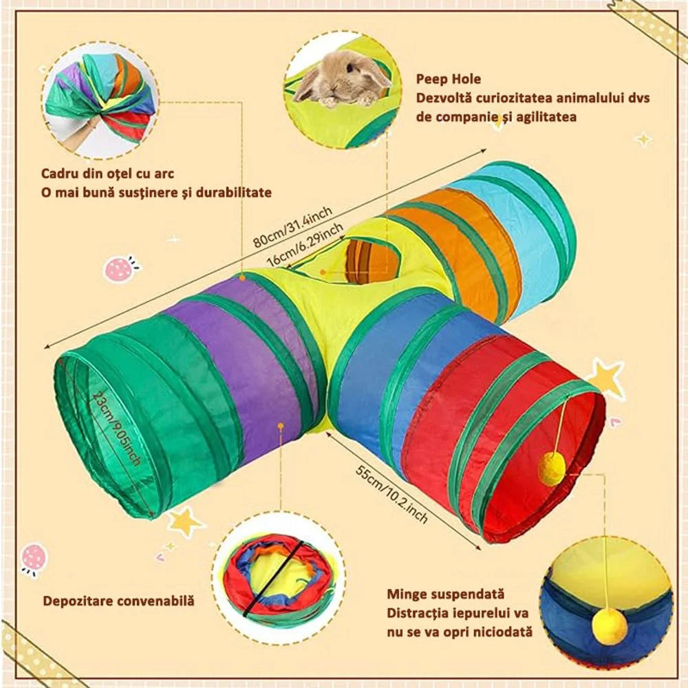 21Pcs / Set Cat Toys Set with T-Shaped Colorful Tunnel Interactive Cat Toy Feather Mouse Crinkle Balls - 4