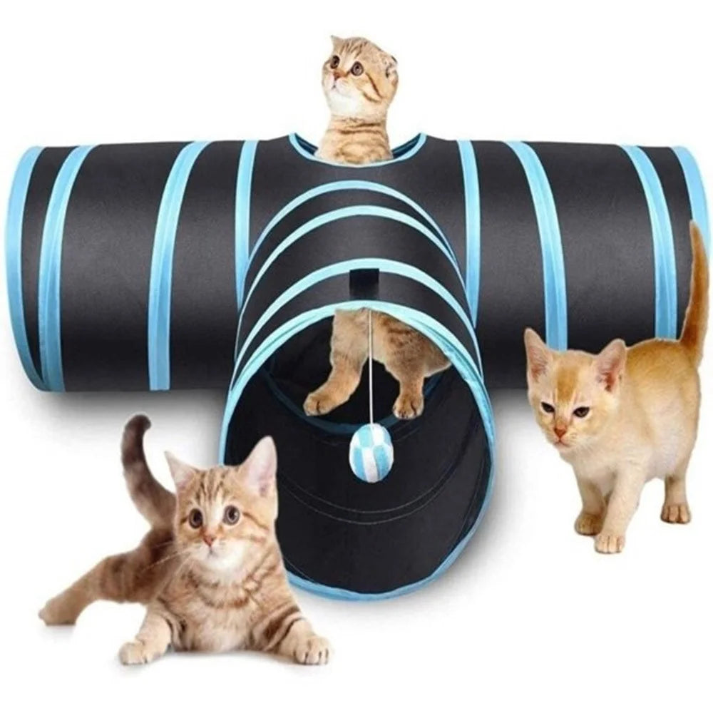 27Pcs / Set Cat Toys Set with T-Shaped Black Tunnel Interactive Cat Toy Feather Fish Mouse Crinkle Balls - 3