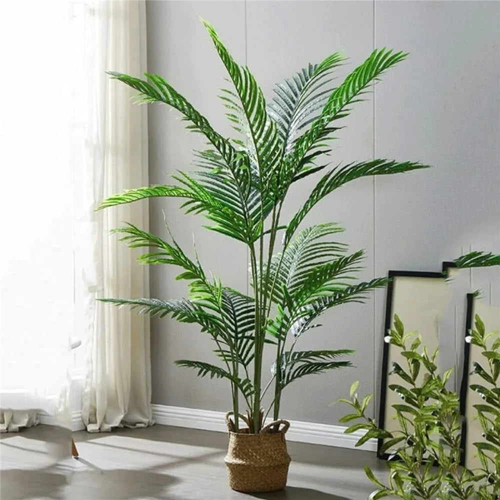 120cm Simulated Indoor Green Plant Fake Areca Palm Living Room Floor Ornament, with Woven Basket - 2