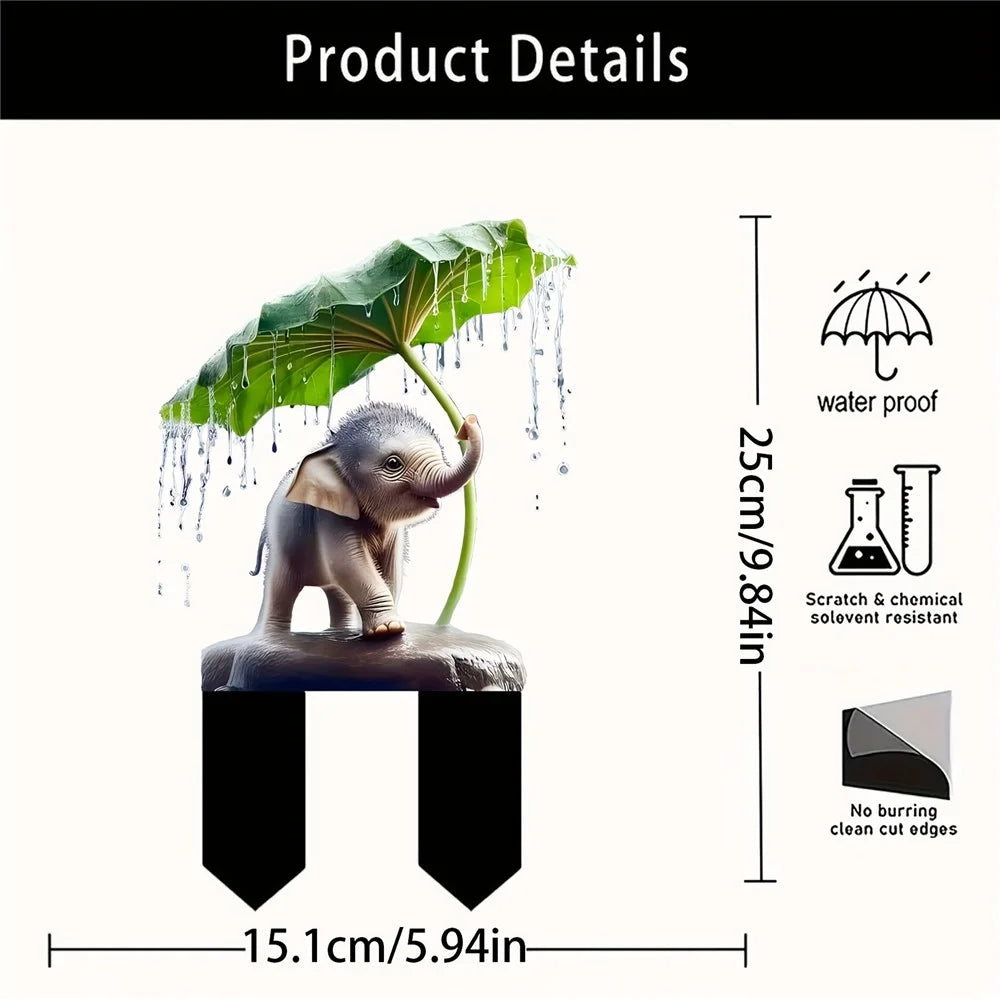 Acrylic Elephant Ground Plug Waterproof Potted Plant Home Scene Decoration - 4